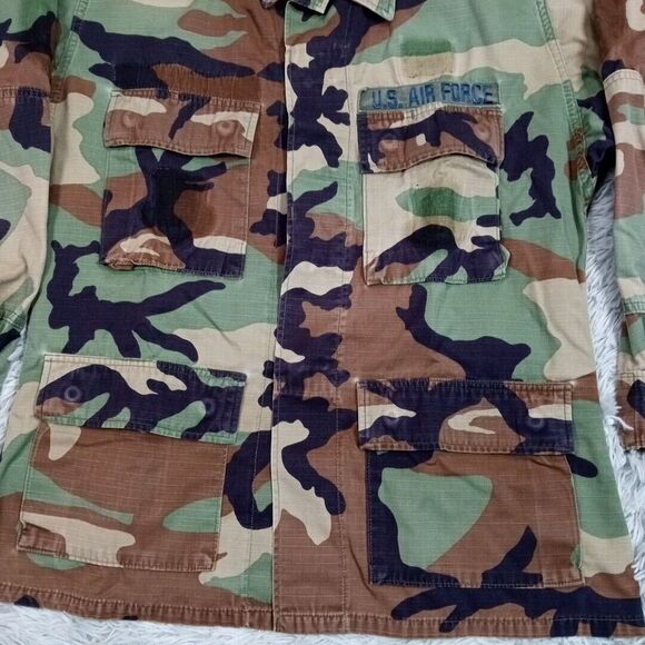 Military Jacket Mens Green Camo S Short Air Force Pockets Army Coat Fatigues - Picture 3 of 10